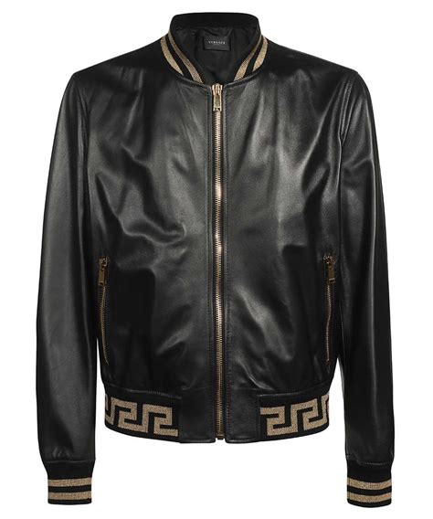 versace greca leather bomber jacket